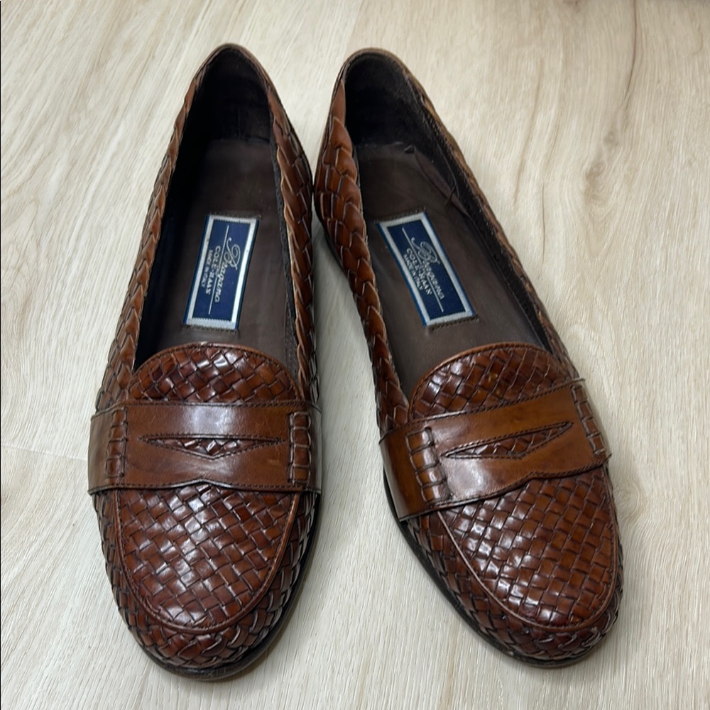Bragano by Cole Haan 👞 Men's Brown Woven Leather Penny Loafers 9M Made in Italy - Picture 12 of 16